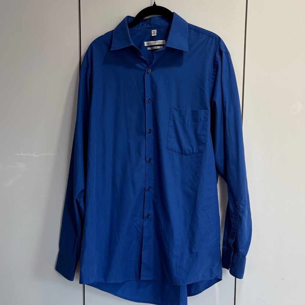 Geoffrey Beene Men’s Blue Long Sleeve Dress Shirt 16 34/35 Regular Fit